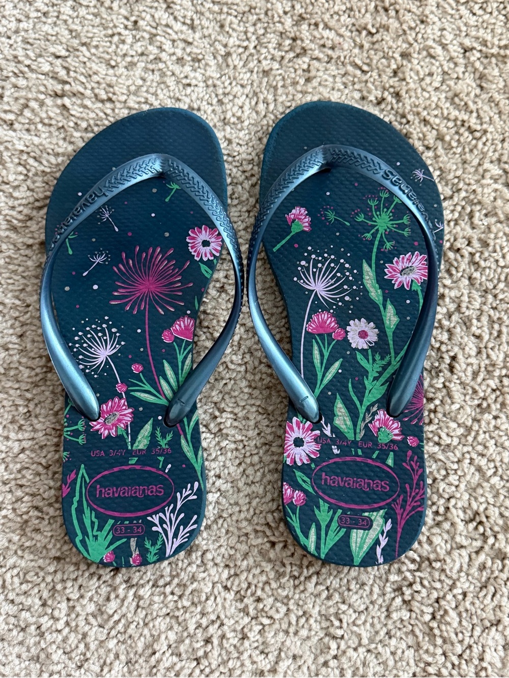 Havaianas Slim Organic Flip Flops Girls Size 33/34